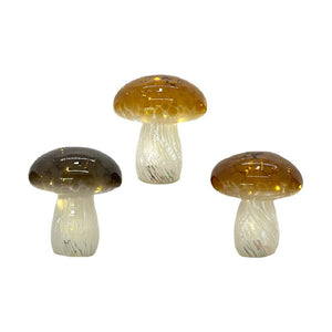 Mushroom Crackle Glass LED Dark Brown