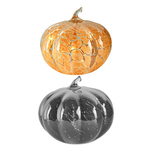 Pumpkin Crackle Glass LED Grey