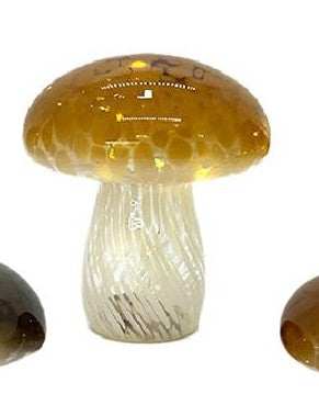 Mushroom Crackle Glass LED Lt Brown