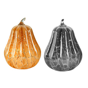 Pumpkin Gourd Crackle Glass LED Caramel