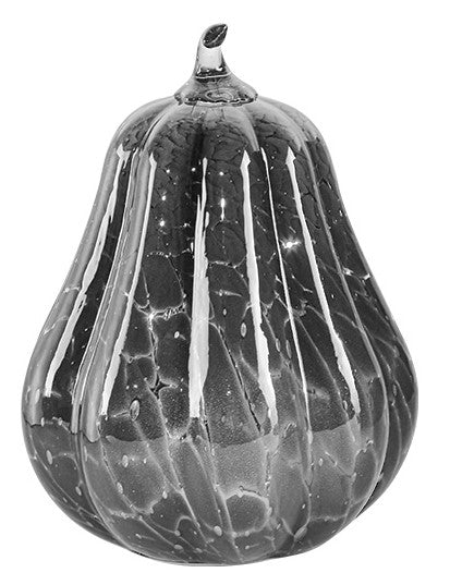 Pumpkin Gourd Crackle Glass LED Grey