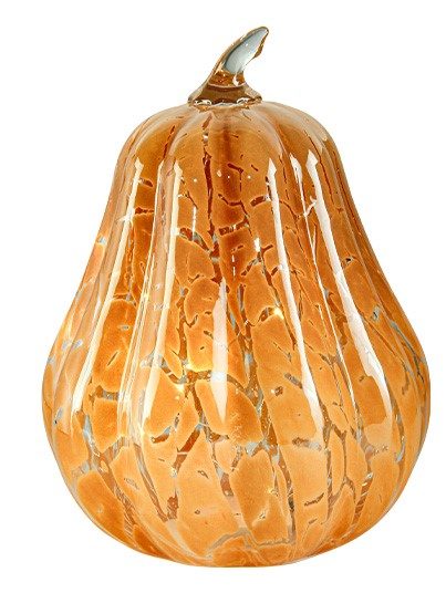 Pumpkin Gourd Crackle Glass LED Caramel