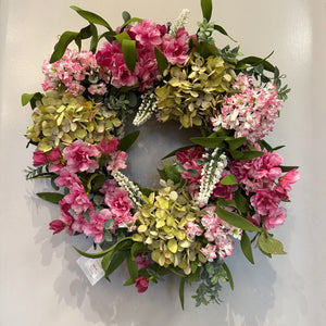 Sample Custom Wreath Design - Spring Hydrangea/Floral/Greens