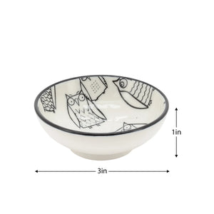 Kiri Porcelain 3" Sauce Dish - Owl Outline - Set of 4-Not Just For The Garden | Metal Art | Décor for Homes, Walls and Gardens | Furniture | Custom Garden Planters and Flower Arrangements | Gifts | Best in KW