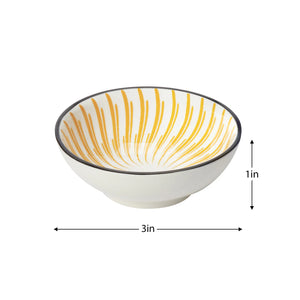 Kiri Porcelain 3" Sauce Dish - Yellow Sunburst - Set of 4-Not Just For The Garden | Metal Art | Décor for Homes, Walls and Gardens | Furniture | Custom Garden Planters and Flower Arrangements | Gifts | Best in KW