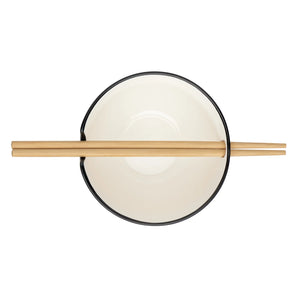 Kiri Porcelain Two Piece 5" Diameter Noodle Bowl with Chopsticks Set - Black Line-Not Just For The Garden | Metal Art | Décor for Homes, Walls and Gardens | Furniture | Custom Garden Planters and Flower Arrangements | Gifts | Best in KW