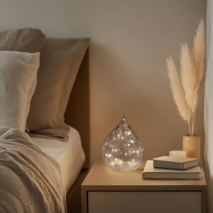 LED Crackle Ball Teardrop w. Timer 6"