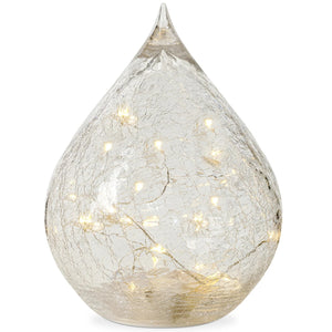 LED Crackle Ball Teardrop w. Timer 6"