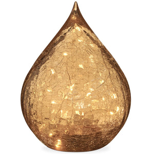 LED Crackle Ball Teardrop Amber w. Timer 6"