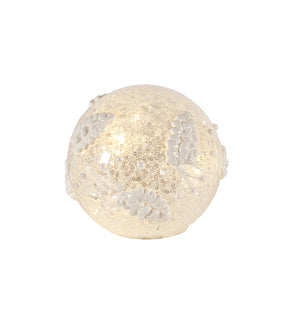 Globe LED Pinecones Glitter (white)