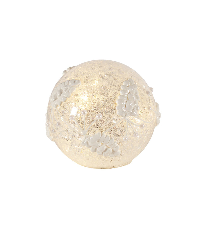Globe LED Pinecones Glitter (white)