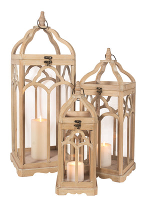 Lantern Wood/Glass (open top)