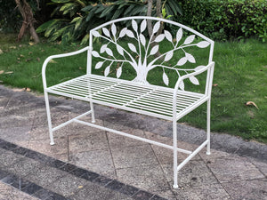 Garden Bench Tree Pattern-White
