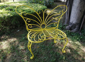 Metal Garden Chair Butterfly Yellow