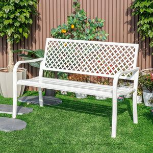 Garden Bench All Steel White