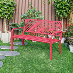 Garden Bench All Steel Red