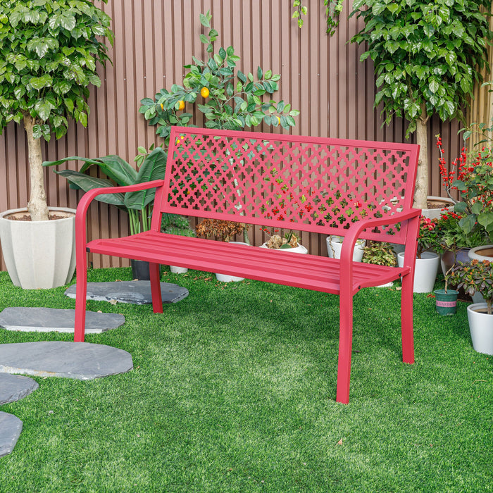 Garden Bench All Steel Red
