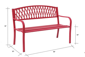 Garden Bench All Steel Red
