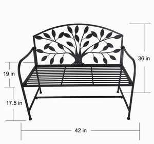 Garden Bench Tree Pattern-Black