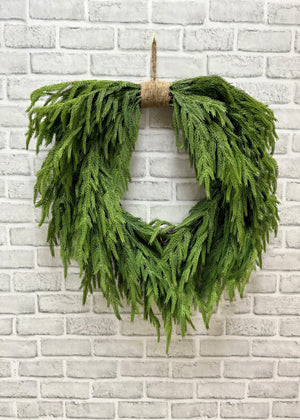 Norfolk Pine Wreath Heart 24" Fresh Touch