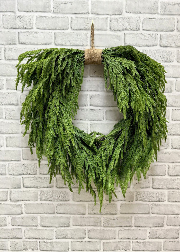 Norfolk Pine Wreath Heart 24" Fresh Touch
