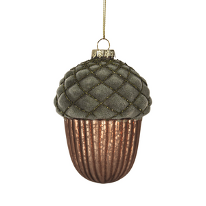 Orn Glass Felt Acorn (green/brown)