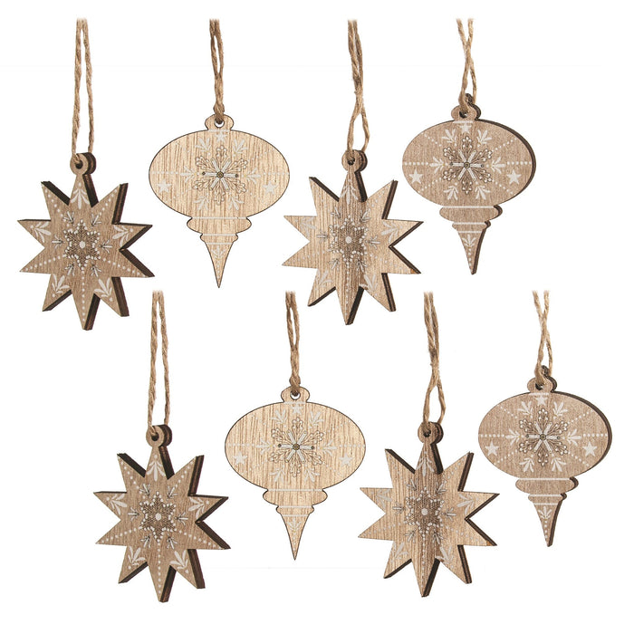 Orn Wood Baubles Gift Box (set 8)