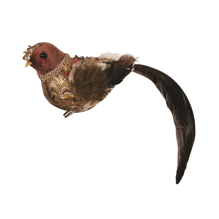 Orn Bird Clip (brown/brocade)