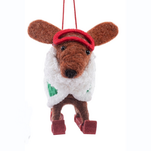 Orn Felted Dachshund Skiing