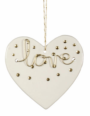 Orn Heart Love Wh/Gold