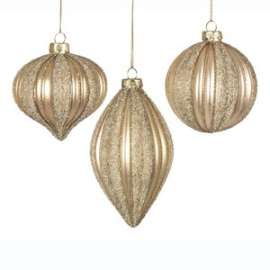 Orn Glass Frosted Glitter (ivory)