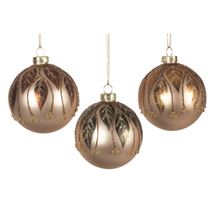 Orn Glass Matte Leaves Glitter