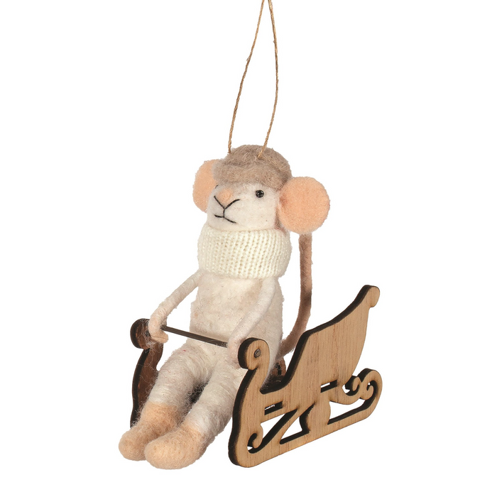 Orn Felted Mouse Sled