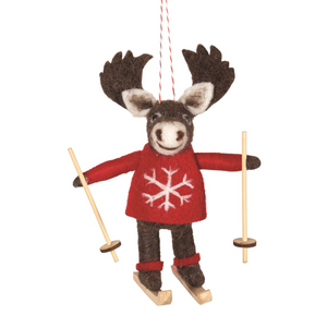 Orn Felted Wool Moose Skier