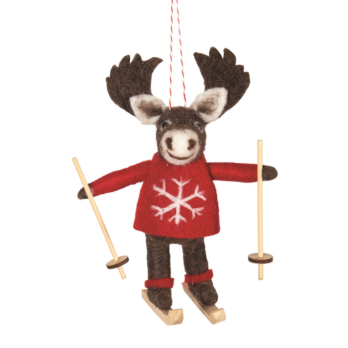 Orn Felted Wool Moose Skier