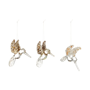 Ornament Hummingbird Blown Glass Set/3