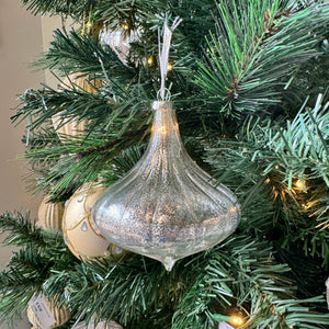 Ornament Slvr Rib Onion