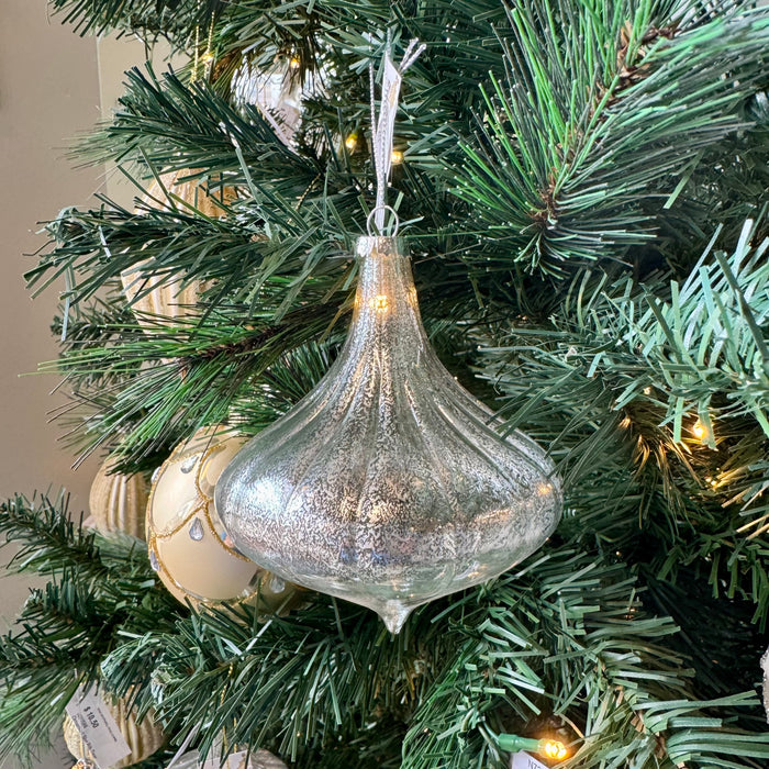 Ornament Slvr Rib Onion