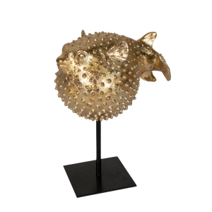 Golden Puffer Fish Decorative Statue-Not Just For The Garden | Metal Art | Décor for Homes, Walls and Gardens | Furniture | Custom Garden Planters and Flower Arrangements | Gifts | Best in KW