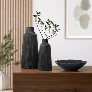 Etched Line Resin Vase - Black - 12h" and 16h"-Not Just For The Garden | Metal Art | Décor for Homes, Walls and Gardens | Furniture | Custom Garden Planters and Flower Arrangements | Gifts | Best in KW