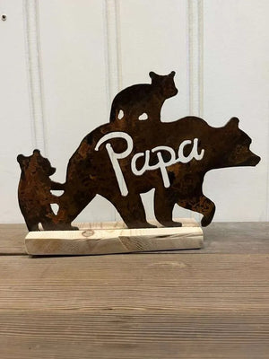 Papa Bear Rustic Metal Sculpture-Not Just For The Garden | Metal Art | Décor for Homes, Walls and Gardens | Furniture | Custom Garden Planters and Flower Arrangements | Gifts | Best in KW