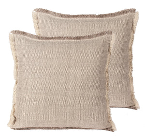 Pillow Beige Fringe 17" (N15359)