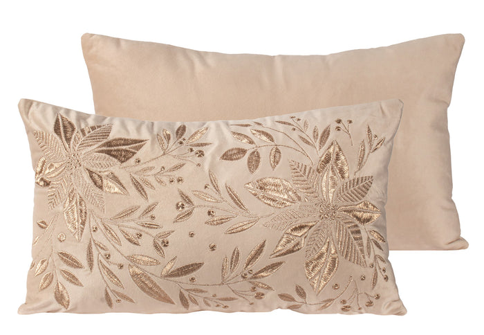 Pillow Velvet Leaf Embroidery