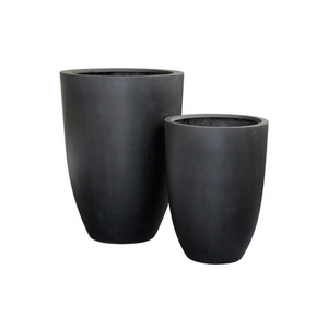 Planter Fiberstone Black Round Tapered 16x22 (02-158-01)