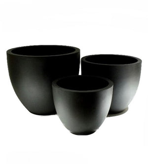 Planter Fiberstone Black Round Tapered 19.5x18" (02-127-01)
