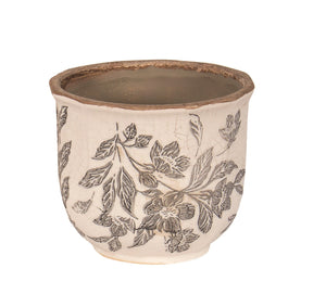 Pot Antique Floral Black 6" (N44932)