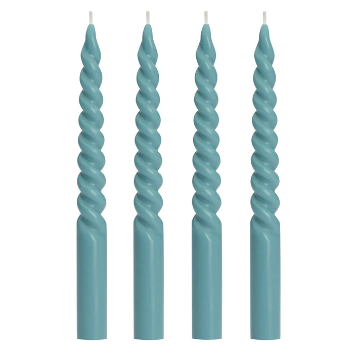 Twisted Taper Four Piece 9" Candle Set - Blue
