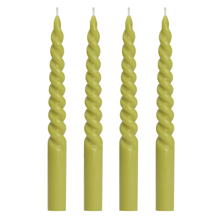 Twisted Taper Four Piece 9" Candle Set - Green