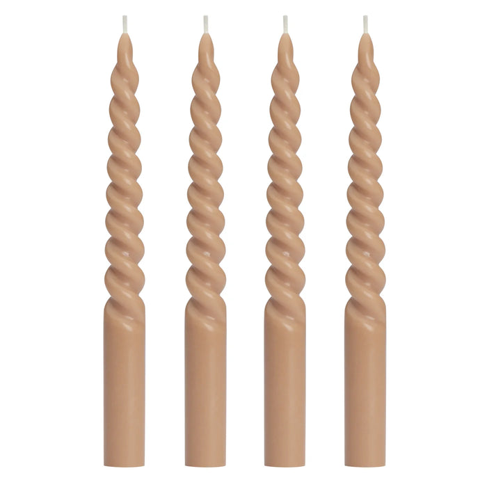 Twisted Taper Four Piece 9" Candle Set - Latte