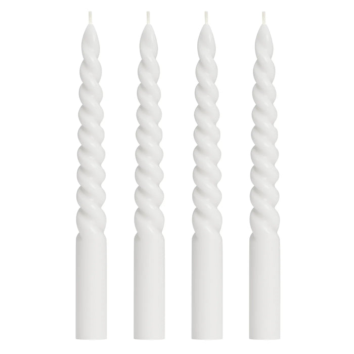 Twisted Taper Four Piece 9" Candle Set - White